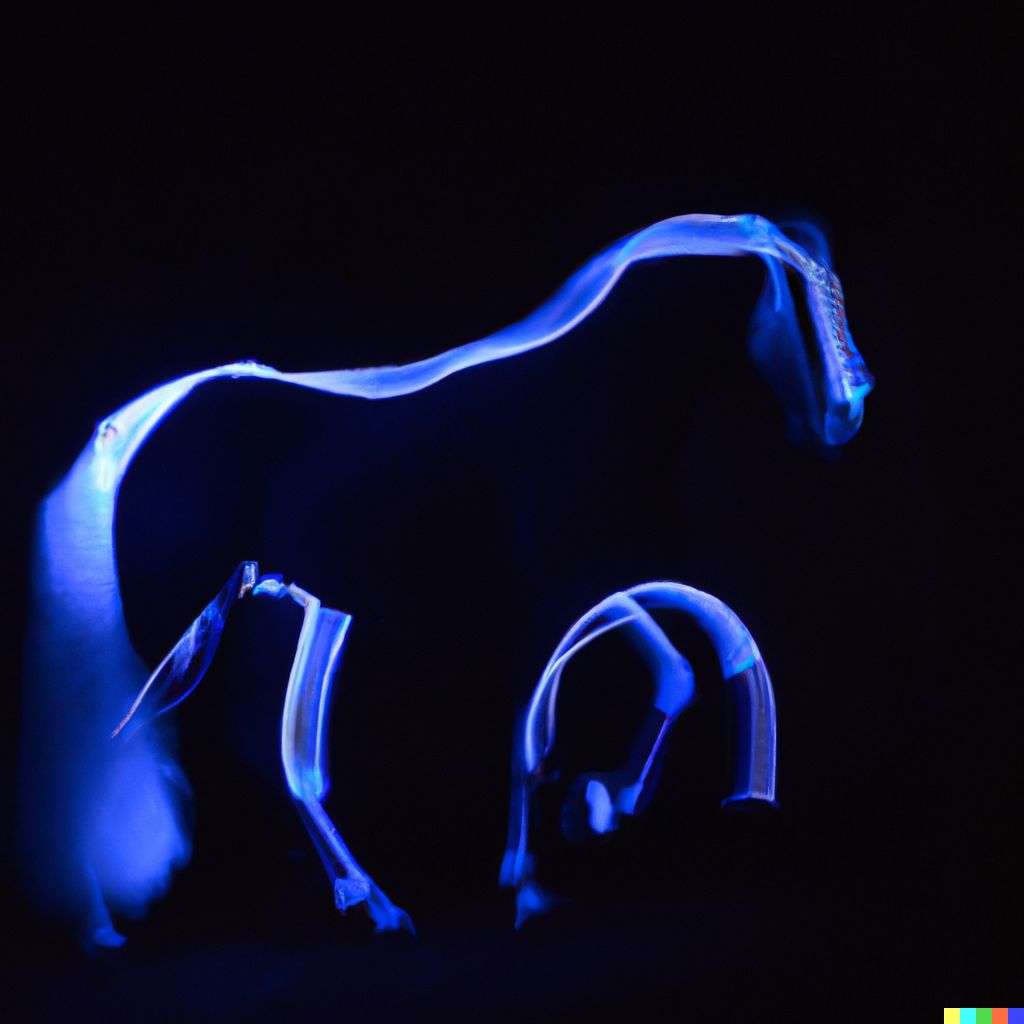 a horse, light painting